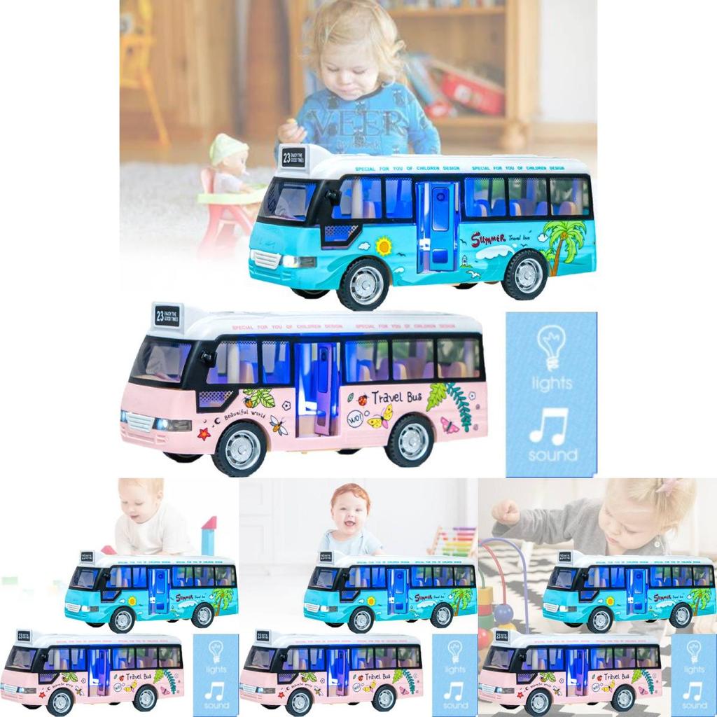 Vibrant Plastic Inertia Bus Toy With Flashing Lights And Music For Boys And Girls