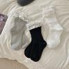 Female Spring and Autumn Sweet Pure Color Pull A Love All Kinds of Big Lace Boneless Tube Pile Socks