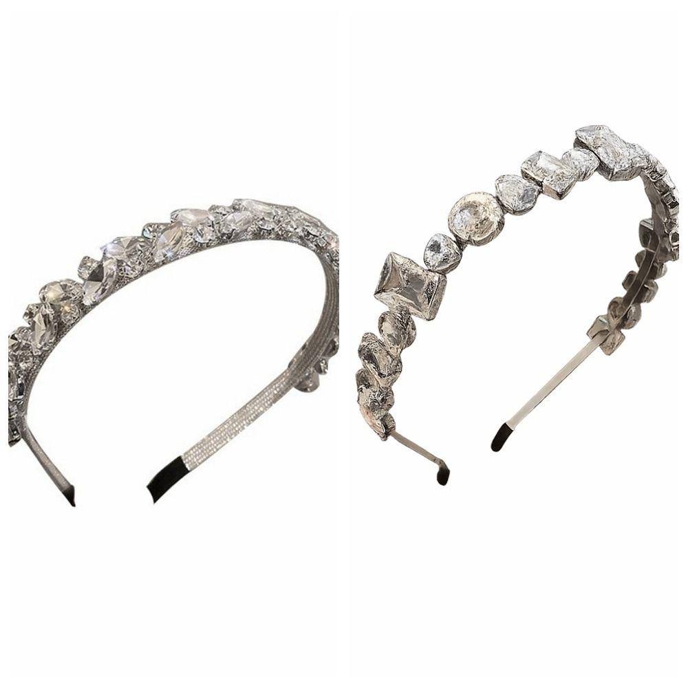 Zinc Zinc Alloy Rhinestone Headband Leaf Women Hair Hoop Temperament Bridal Wide Headband  Girls