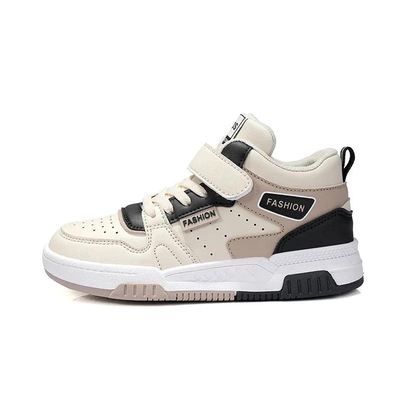 

Дизайн Детские Кроссовки Обувь для Мальчиков Скейтборд Детская Повседневная Обувь Осень Спорт Теннис Высокие Кроссовки для Мальчика 28 бежевый