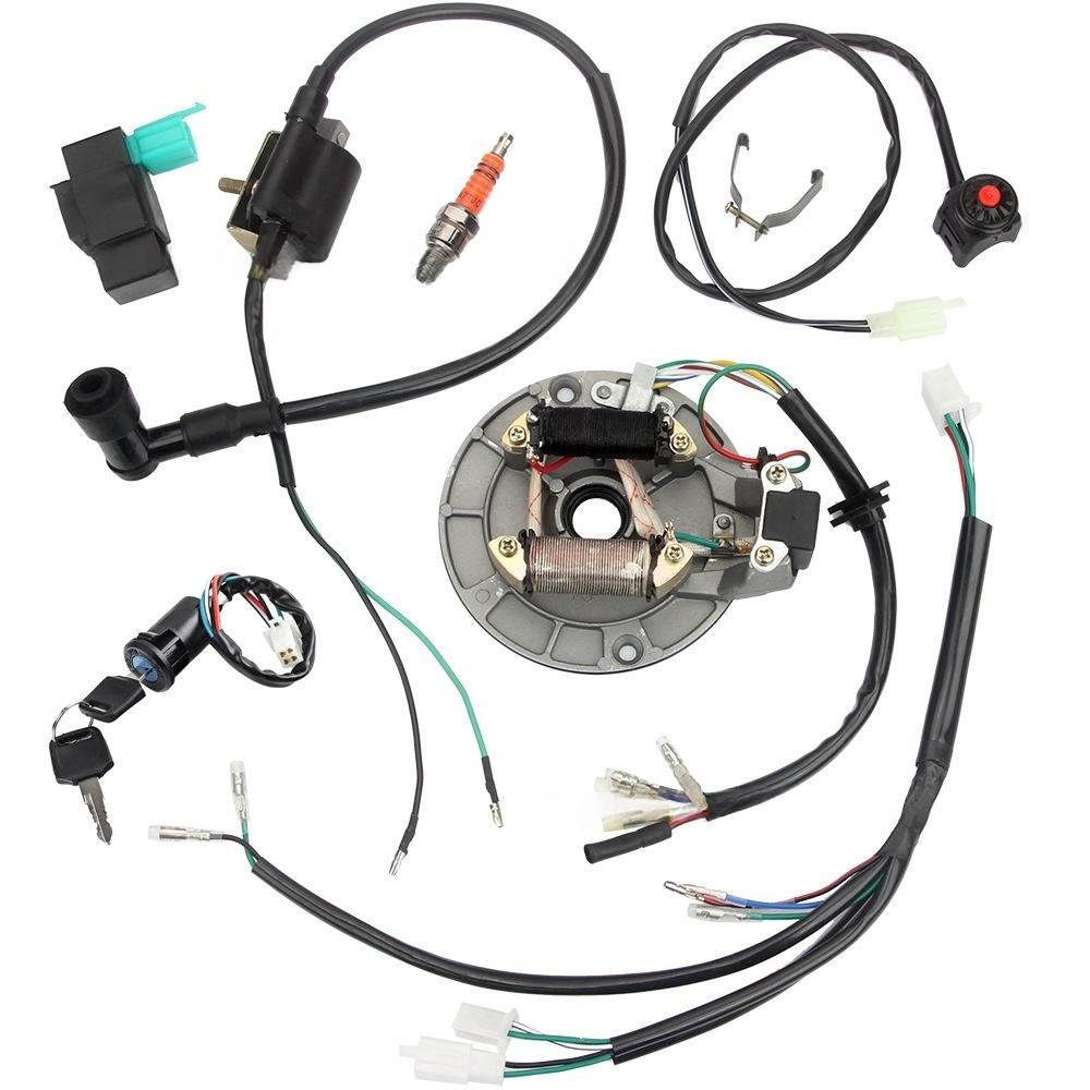 CDI Ignition Coil A7TC Spark Plug Kill Switch Wire Harness Magneto Switch Keys Lock Set For 50 70 110 125 140cc 4T Dirt Bikes