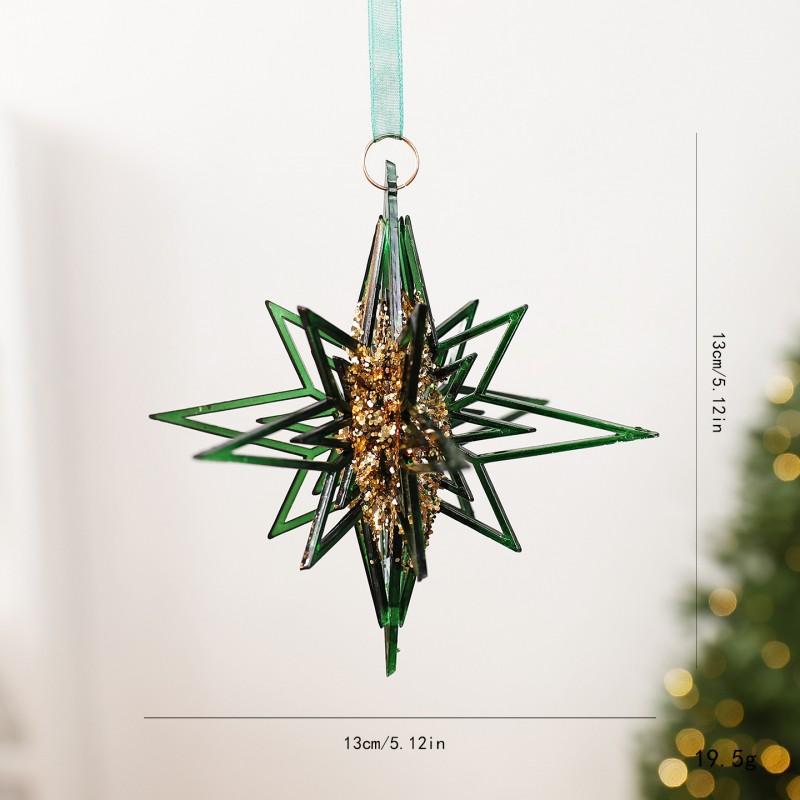 Matte Green Gradient Snowflake Christmas Tree Ornament PET Acrylic Hanging Decor Holiday Home Decoration