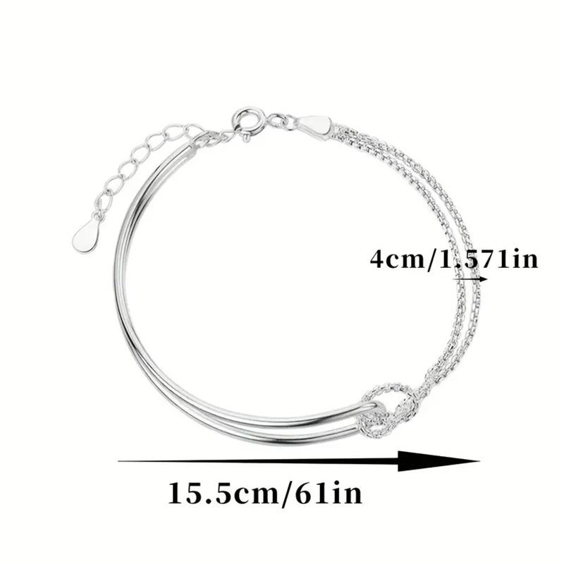New S925 Silver Minimalist Geometric Collage Bracelet Women's Jewelry Exquisite and Elegant for Birthday and Christmas Gifts