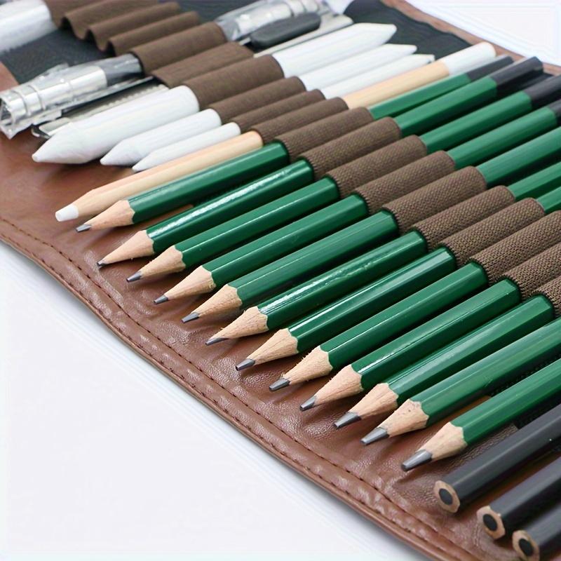 Bview Art 25 Pcs Sketch Pencil Roll Curtain Organizer Bag for Hand Drawing Graffiti, Portable Storage Pouch Holder Set