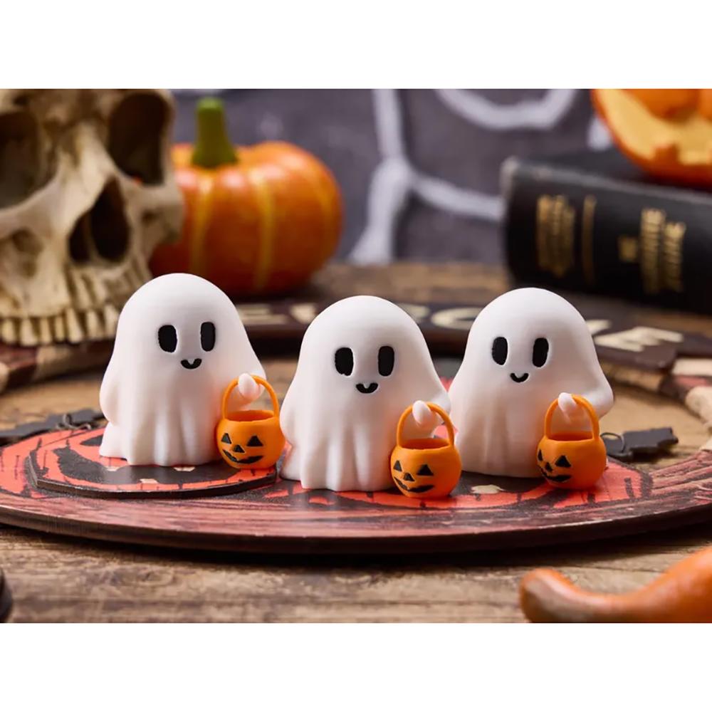 3Pcs Cute Tiny Trick or Treat Ghost Pumpkin Halloween Decoration Desk Display Spooky Home Decor Adorable Fall Accent Unique Gift