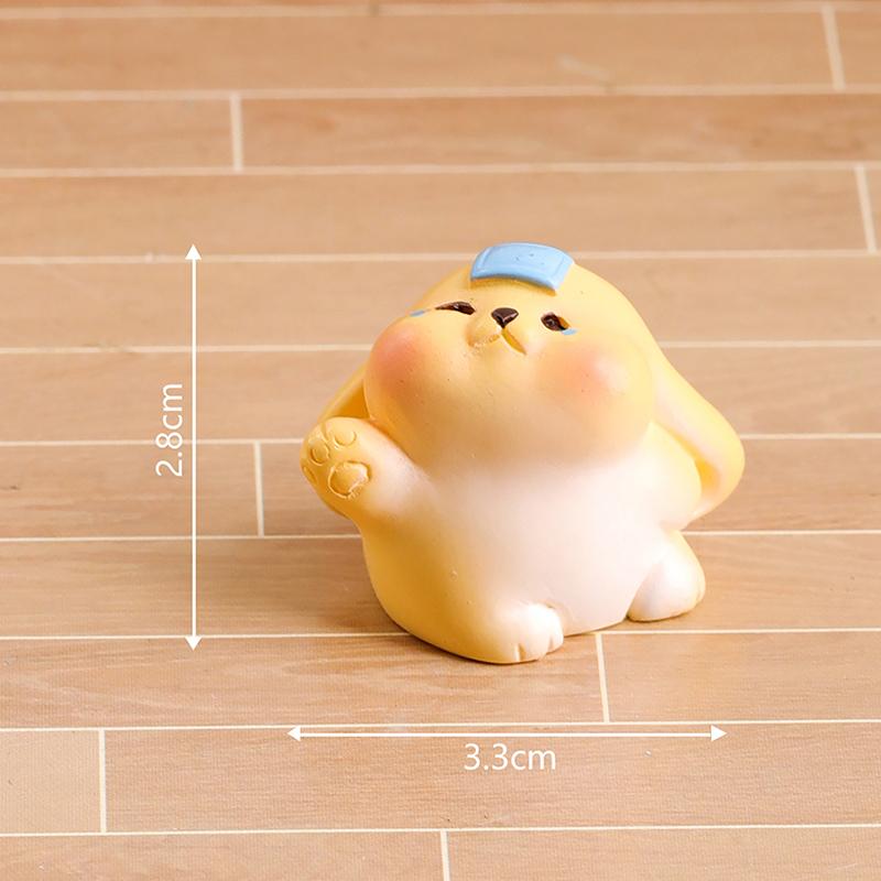 Creative Mini Cute Rabbit Small Ornament Cartoon Kawaii Bunny Micro Landscape Decoration Crafts Car Interior Accessories Gifts