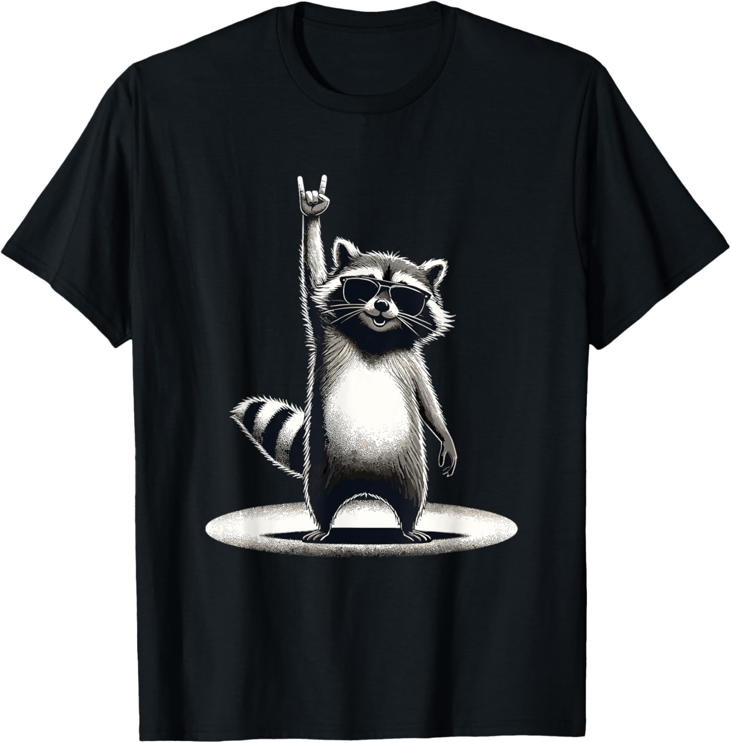 

Retro Raccoon Rock Music Parttern Print Women Funny Raccoon T-Shirt Custom Printed Graphic T Shirts Funny Casual Clothing 4XL