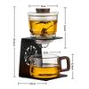 OULOVECO Semi-Automatic Glass Teapot with Filter, Perfect for Offices, Lazy People, and Small Lathes (Clear)