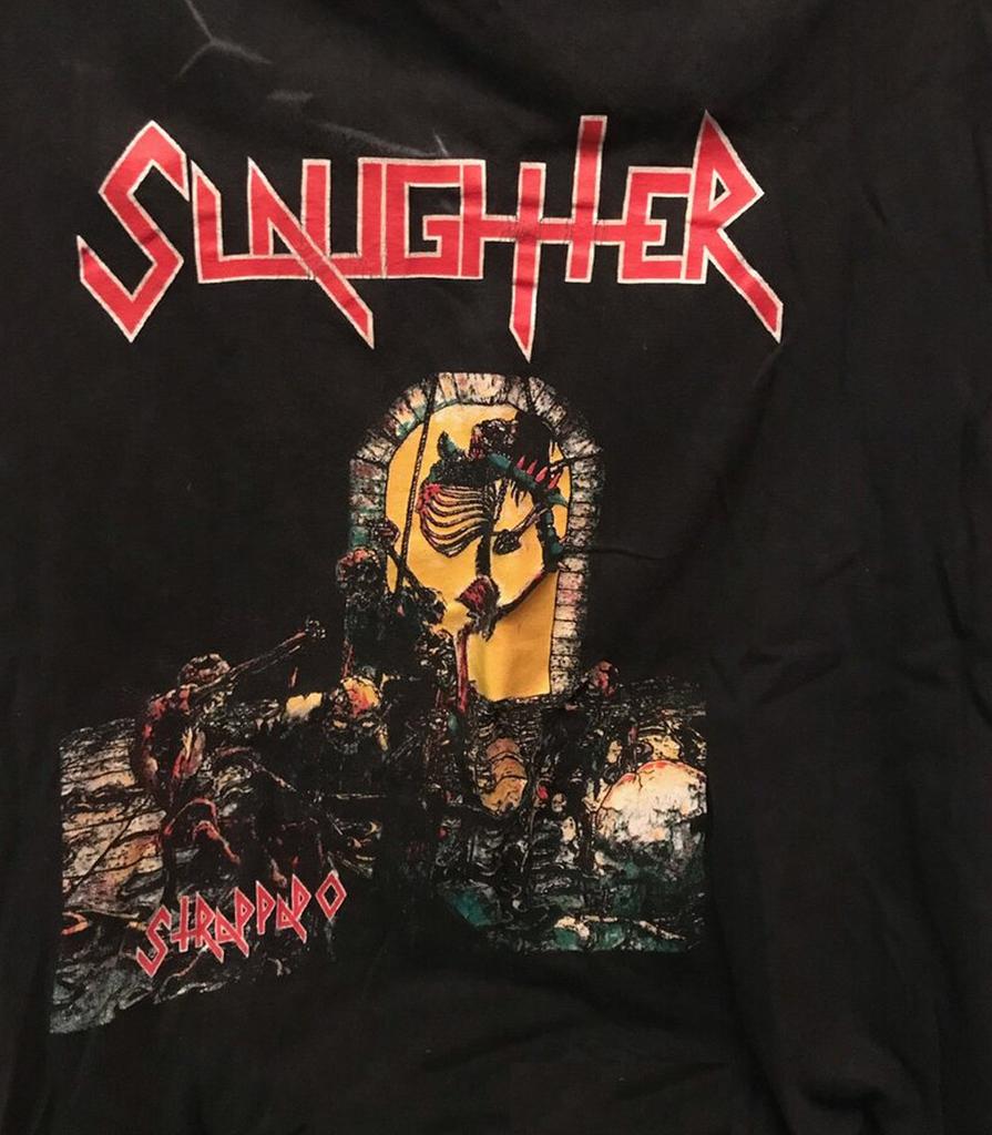VTG Slaughter rock band black T-shirt All sizes Unisex tee 2F256