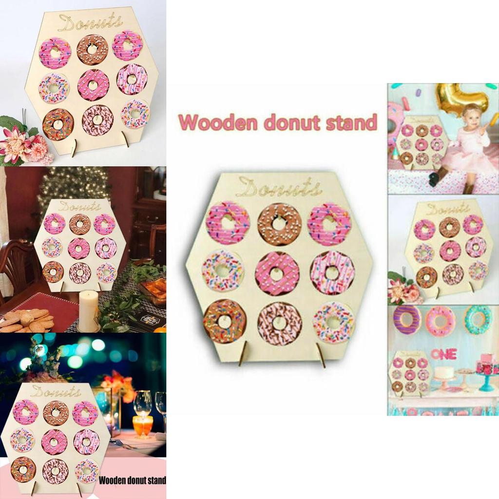 Elegant Wooden Donut Wall Display Stand For Wedding And Birthday Parties