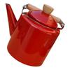 Retro emaljerad spishäll tekanna 2 4L Rött trähandtag Vattenkokare för te kaffe mjölk Vintage kökskastrull Spis toppkokare