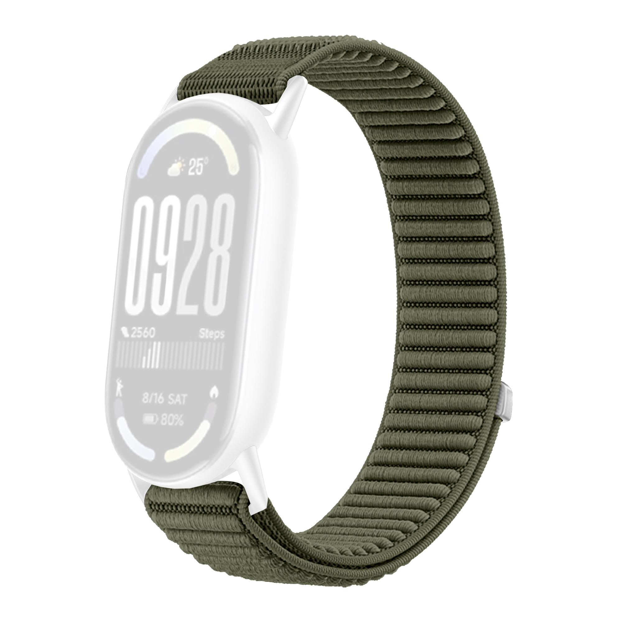 

Wrist Strap for Xiaomi Smart Band 10/9/8 Magic Tape Nylon Woven Watch Band Dark Green