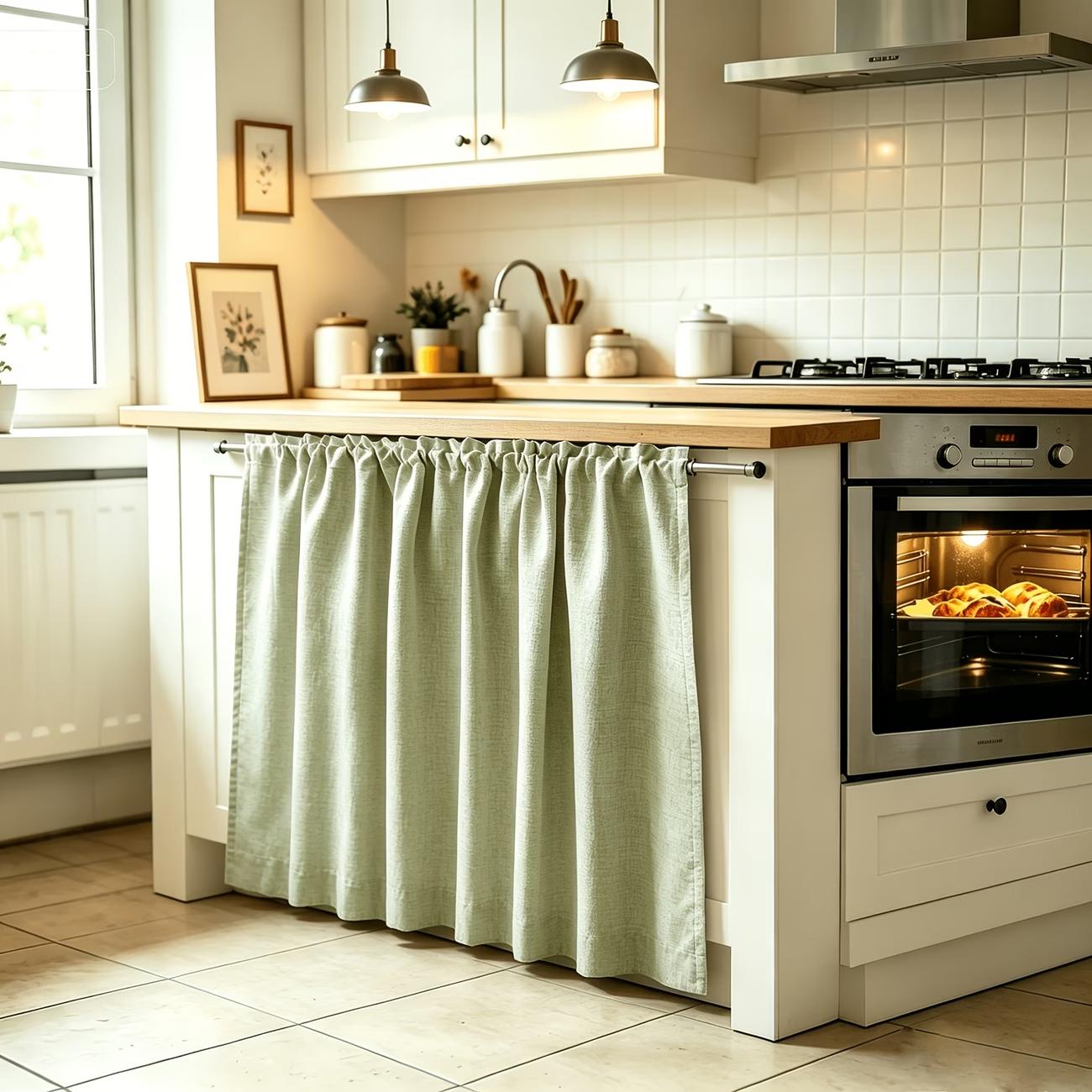 Natuurlijke Linnen Textuur Korte Cafe Gordijn Lichtfilterende Raambekleding voor Keuken Slaapkamer Erker Decoratie 1pcW180xL45cm&Rod pocket &1 panel