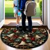 1Pcs Berry Christmas Bells Semi Circle Welcome Doormat Non-Slip for Outdoor Patio Porch Kitchen Bathroom Entryway Floor Mat