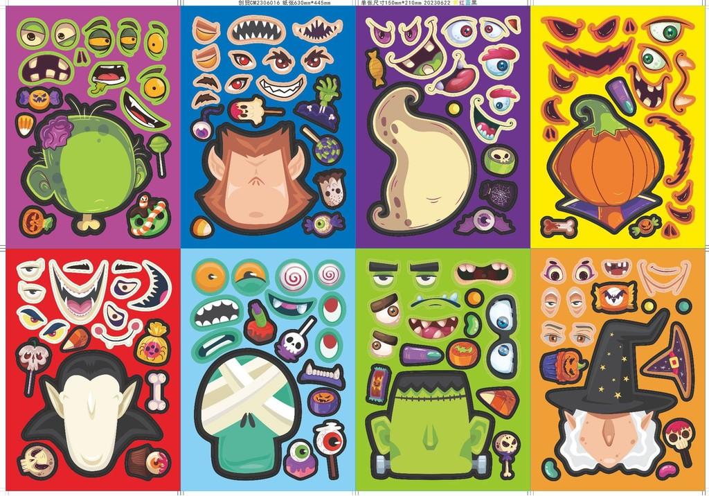 Adorable Halloween Themed Diy Face Stickers For Children With Vampires And Pumpkins