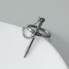 Gothic Cross Sword Ring for Women - European & American INS Style with Chain Tassel & Skull Design