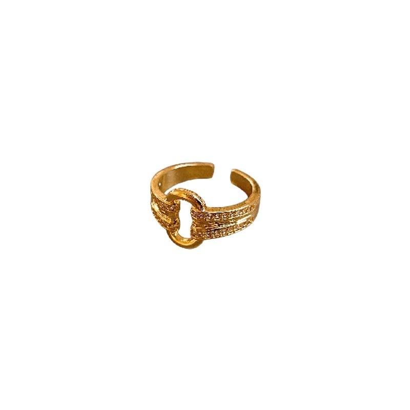 Stylish Open-ended Copper Ring With Zirconia Oval For Women Sophisticated Design