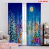 2pcs,2D Plane Printing Popular Curtain Panels Winter Snowman Xmas Tree Santa Polyester Easy Install (without Rod) Home Decor