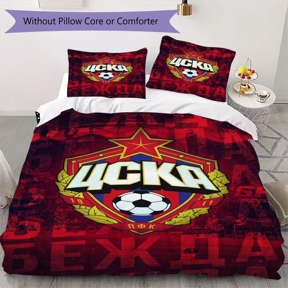 PFC CSKA Sofia Pattern Bedding Uilt Set Uilt Cover Pillowcase Home Decoration Birthday Gift (1 * Duvet Cover + 2 * Pillowcase Without Core)