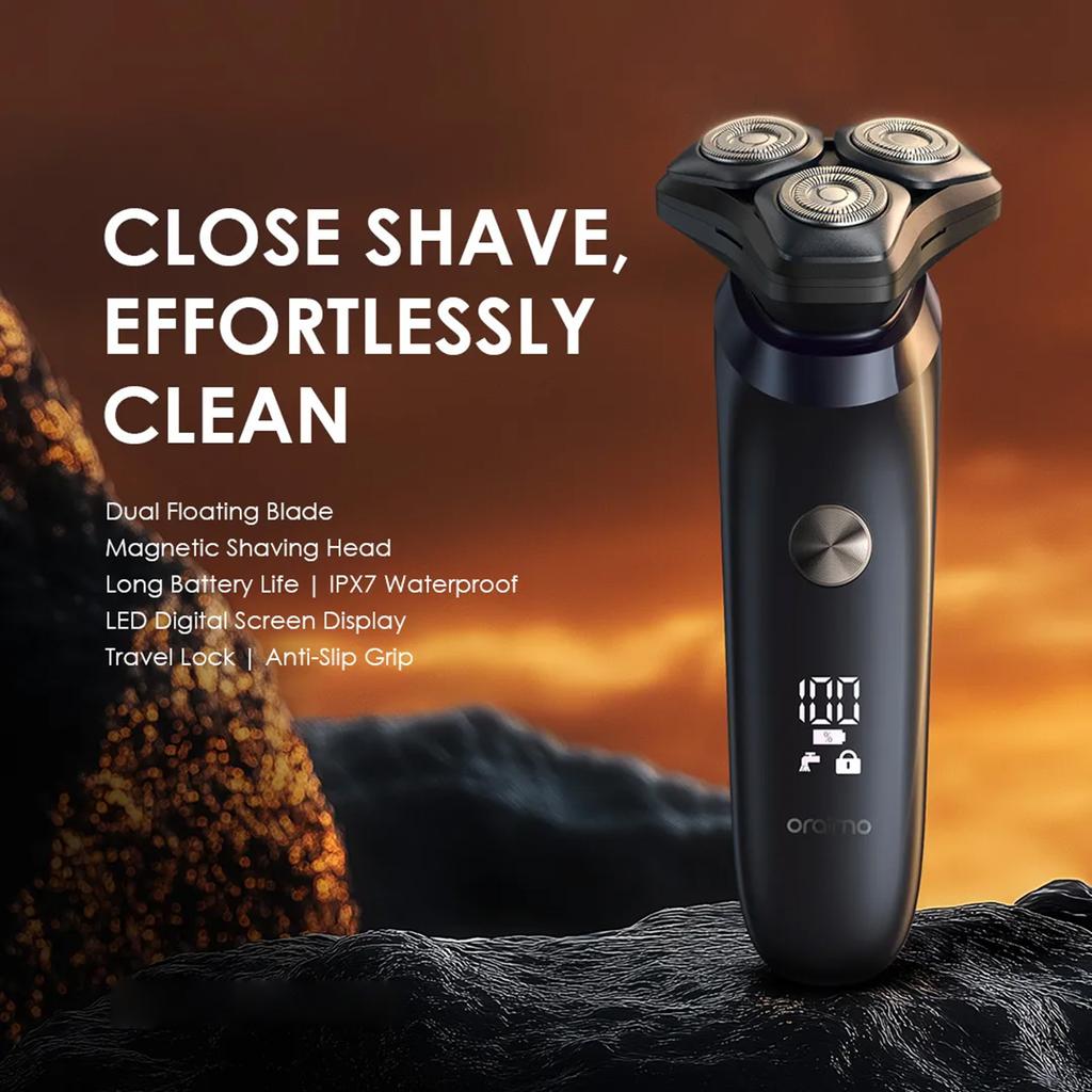 Oraimo EasyShave Digital Display Shaver, Electric Shaver with Dual Floating Blades, Magnetic Shaving Head, Long Lasting