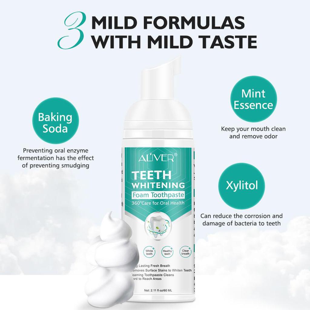 Buy Aliver Professional Teeth Whitening Foam Toothpaste 60ML at