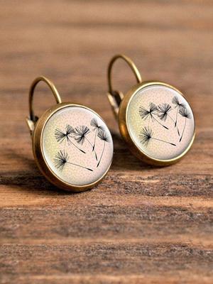 Löwenzahnmuster Runde Ohrringe Kupferschmuck Geeignet für den Alltag.