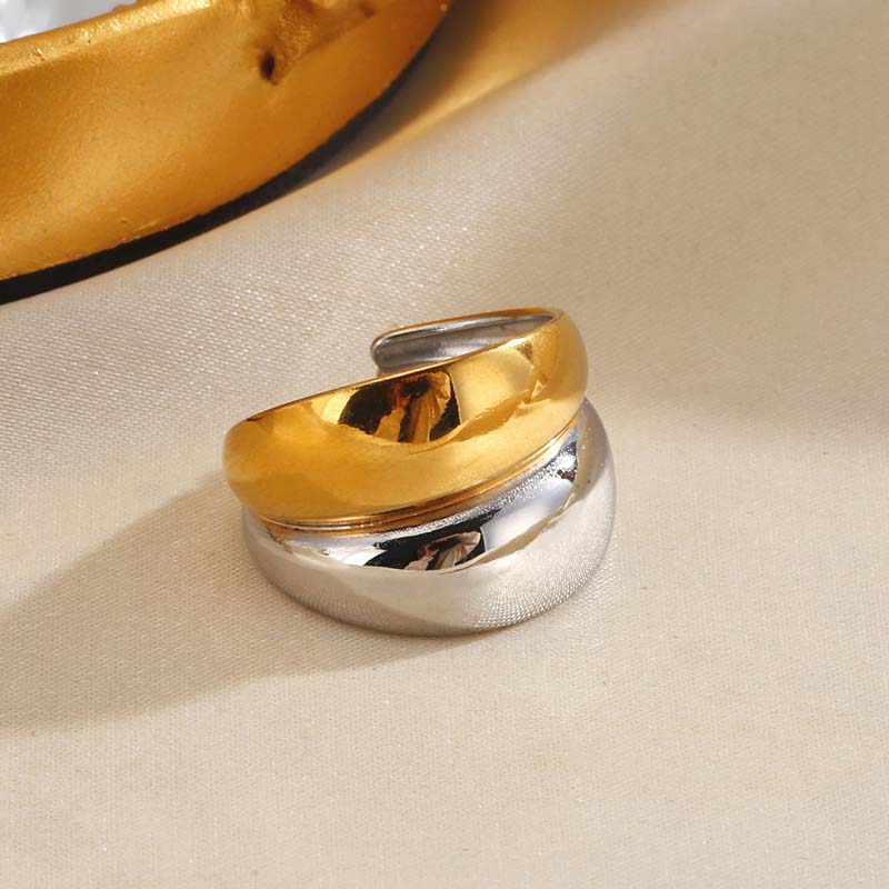 Stainless Steel Gold Silver Color Geometric Open Rings for Women Vintage Metal Star Personality Finger Rings Jewelry Party Gifts