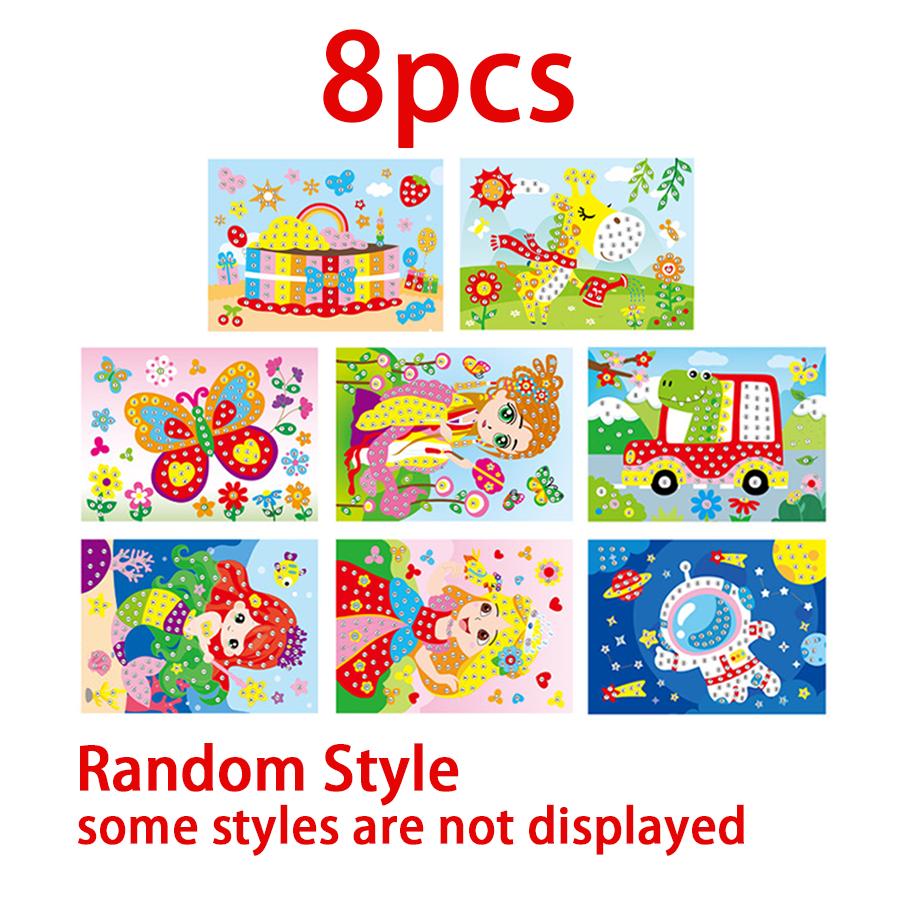 5/8/13pcs Cartoon Painting & Acrylic Crystal Colored Diamond Stickers Handmade DIY Art Birthday Gift Entertainment Supplies XJM