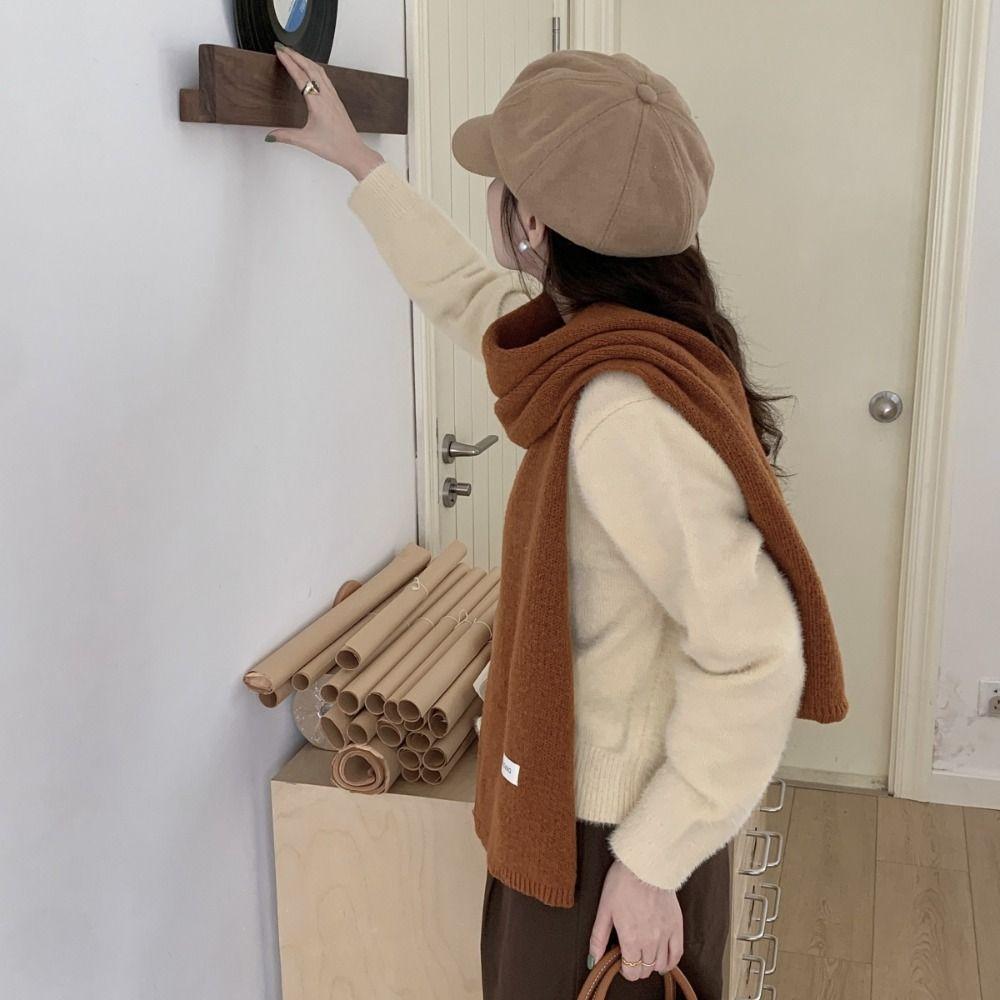 Letter Knitted Scarf Wool Scarves Warm Scarf Classic Wool Scarf  Student
