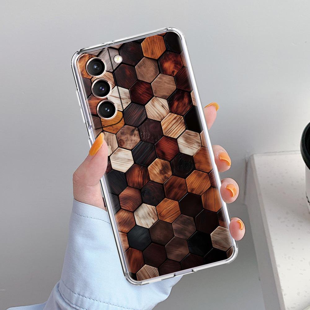 Phone Case For Samsung Galaxy S26 S25 S24 S23 S22 Ultra S20 S21 FE 5G Plus Soft Clear Cover Honeycomb Pattern