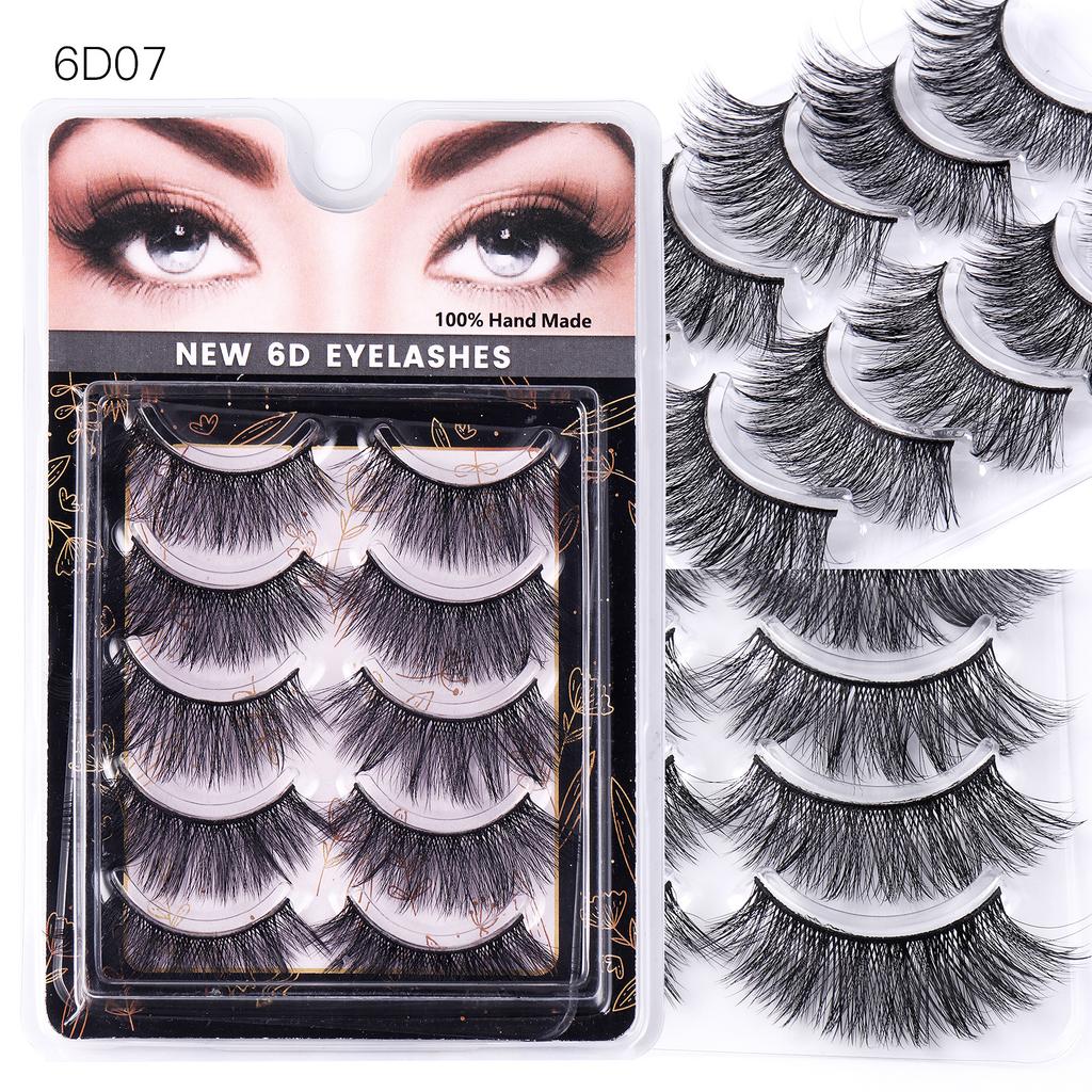 5 Pairs Of Eyelashes 6D Chemical Fiber Three-Dimensional Multi-Layer Crossed False Eyelashes Naturally Curl Eyelashes