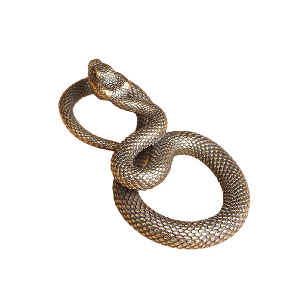 Brass Snake Keychain Pendant Antique Animal Statue Ornament for Home Decors and Desktop Sculpture Fengshui Miniature