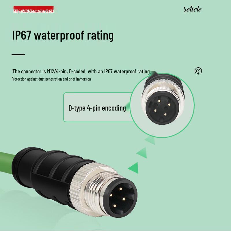Industrial M12 to RJ45 Ethernet Cable