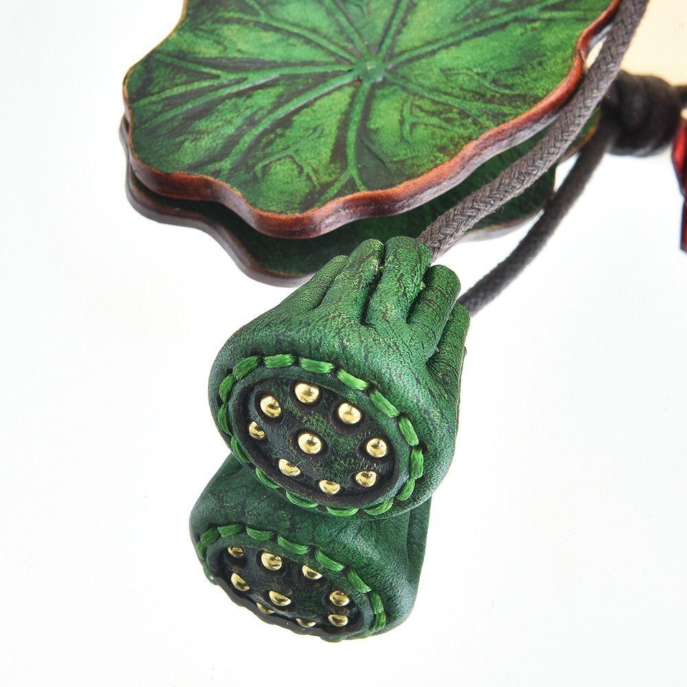 Lotus Leather Keychain Handmade Bag Pendant Lovely Flower Pu Leather Pendant Men