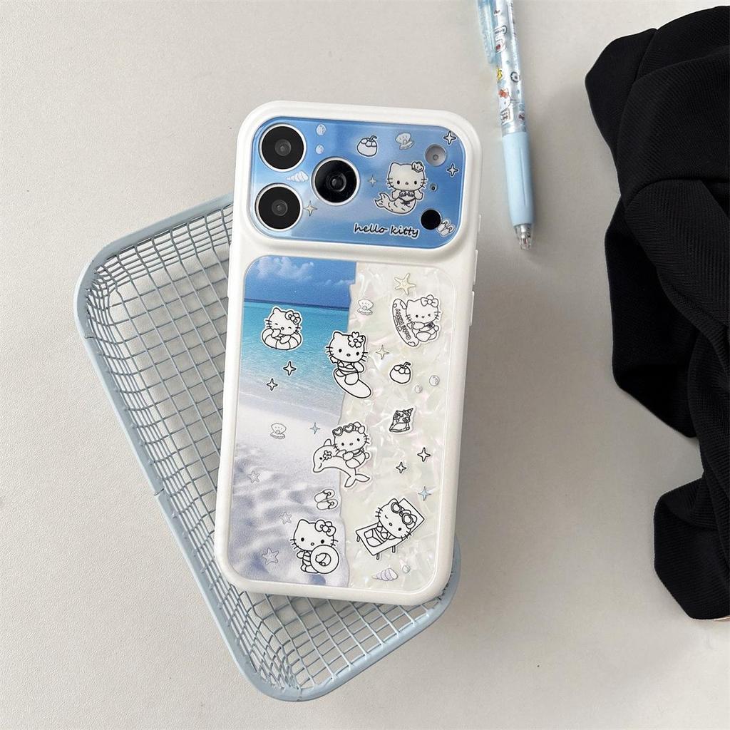 Blue Surfing Kitty iPhone 15/17/16 Pro Max Case: Anti-Drop & Large Window Design