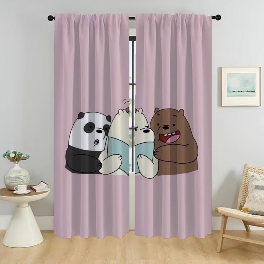 Elegant Room Curtains 2 Pieces We Bear Bears Window Curtain for Room 2 Panel Shades Home Interior Curtains Halloween Decoration