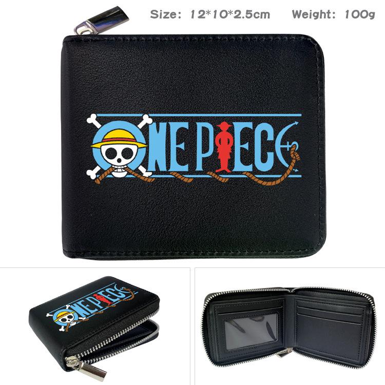 One Piece Anime Reißverschluss PU Geldbörse Luffy Aufdruck Kurzes Münzfach Kartenhalter