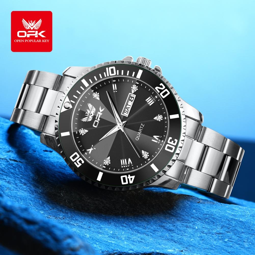 OPK 8171 Man Quartz Watch Original Luminous Waterproof 42mm Dial Week Calendar Fashion Business Men Watches