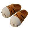 Fashion Cartoon Tiger Paw Slipper Winter Indoor Warm Fur Shoes Slides Cute Animals Plush Platform Design Claw Ladies Home Slippers