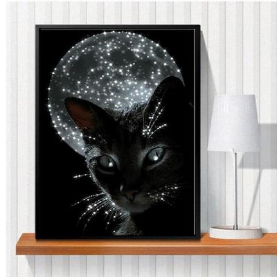 5D Diy Diamant Malerei Eine schwarze Katze Wandkunst Kreuzstich Set Voller Diamant Stickerei Mosaik Kunst Bild von Strass Dekor Geschenk