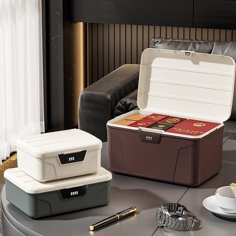 Large Capacity Dustproof Password Storage Box with Lid & Lock for Home & Bedroom
