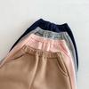 2025 Winter Boys' Korean Little Bear Patch Training Pants - Thickened, Color Blocked, Trendy Casual Pants for Kids