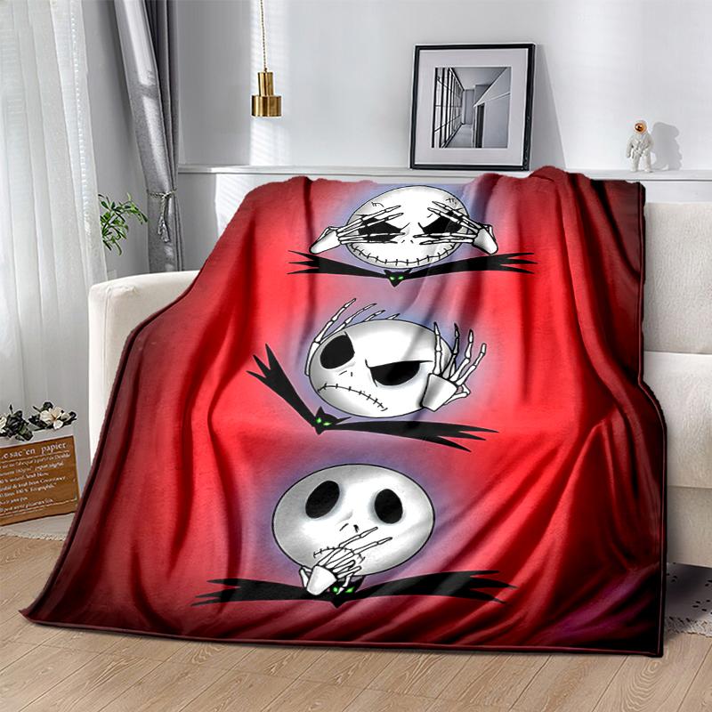 1Pc Skull Trio Background Blanket Soft And Comfortable Casual Warm Camping Travel Christmas Halloween Gift M921471