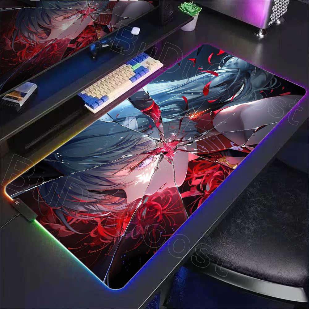 New Red Girl Wuthering Waves Phrolova Mouse Pad Anime Gaming Mouse Pad RGB Desk Mat Natural Rubber Desktop XXL Decorative Carpet