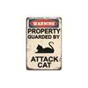 Angry Cat Warning Metal Sign Retro Garage Wall Decor