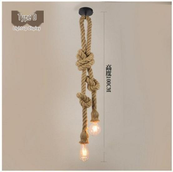 American Retro Hemp Rope Pendant Lamp for Restaurants, Hotels, Shops, and Bars