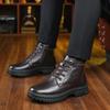 Winter New High-top Wool Men's Cotton Shoes Velvet Warm Outdoor Boots Genuine Leather Men's Shoes Extra Large Size Leather Shoes