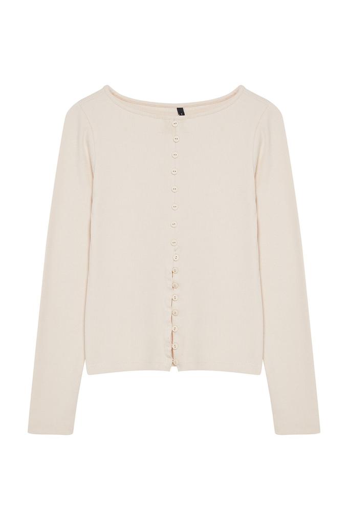 Women's Fashion Black Button Detailed Crew Neck Ribbed Flexible Regular Length Knitted Blouse