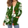 Women's Fashion Christmas Print Long-Sleeved Pocketed Slim-Fit Cardigan Coat
