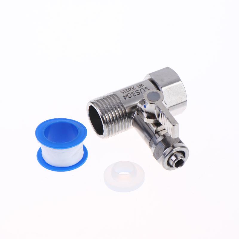 1 Set Tap Tee B Cold  Water Pipes Home Accessories 1/2" To 1/4"3/8" With Shut-Off Ball Valve Ro Feed Water Adapter
